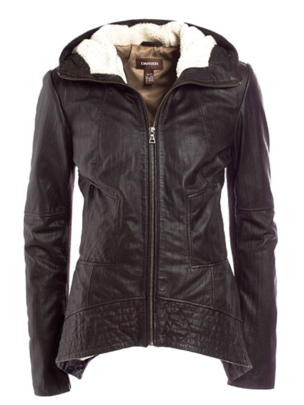 Danier Hooded Leather Winter Jacket - Chocolate Brown